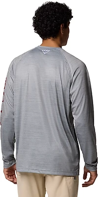 Columbia Sportswear Men's Texas A&M University Collegiate PFG Terminal Tackle Heather Long Sleeve Graphic T-shirt