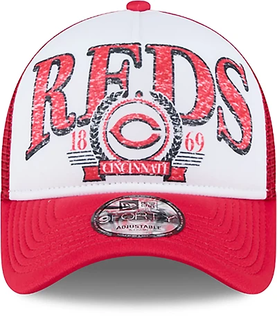 New Era Adults' Cincinnati Reds Distressed 9FORTY A-Frame Trucker Cap