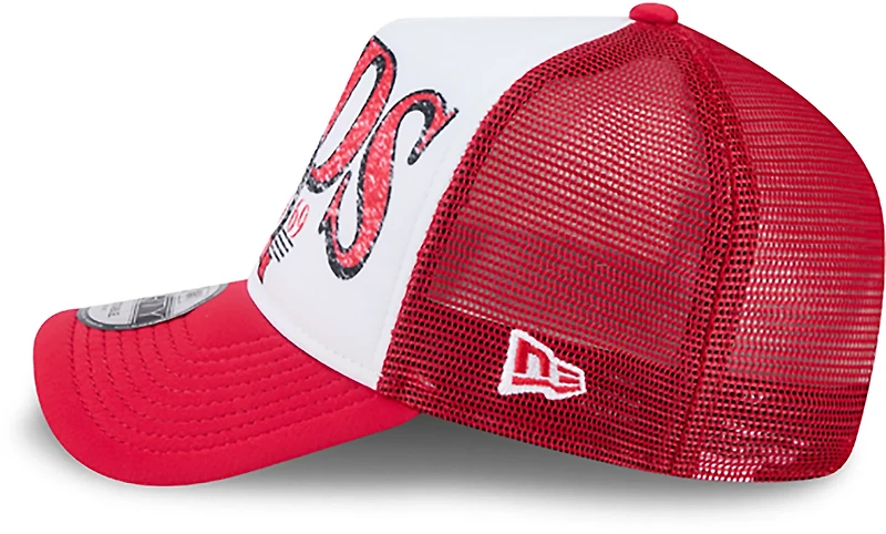 New Era Adults' Cincinnati Reds Distressed 9FORTY A-Frame Trucker Cap