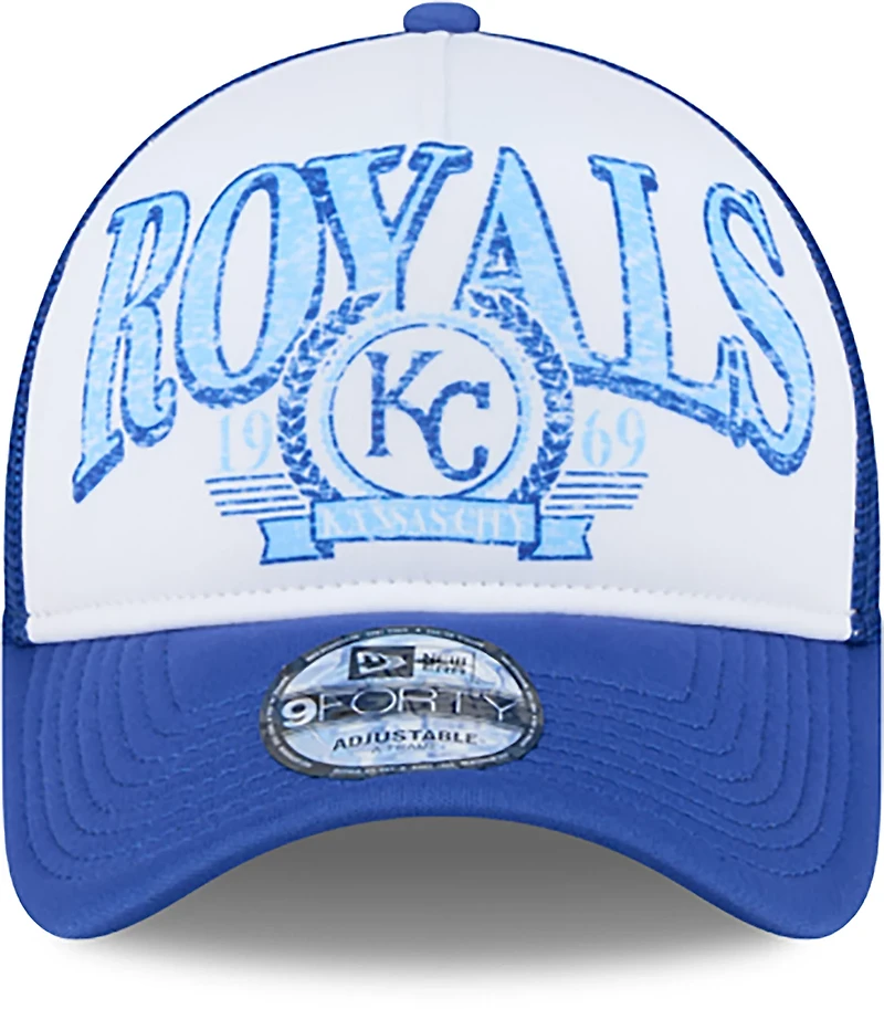 New Era Adults' Kansas City Royals Distressed 9FORTY A-Frame Trucker Cap