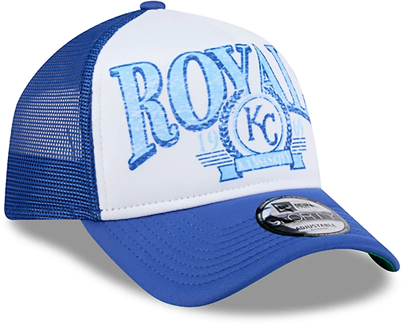 New Era Adults' Kansas City Royals Distressed 9FORTY A-Frame Trucker Cap