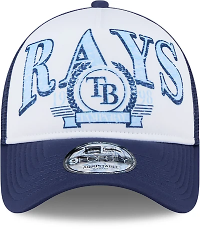 New Era Adults' Tampa Bay Rays Distressed 9FORTY A-Frame Trucker Cap