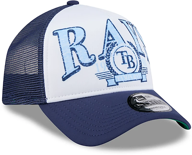 New Era Adults' Tampa Bay Rays Distressed 9FORTY A-Frame Trucker Cap