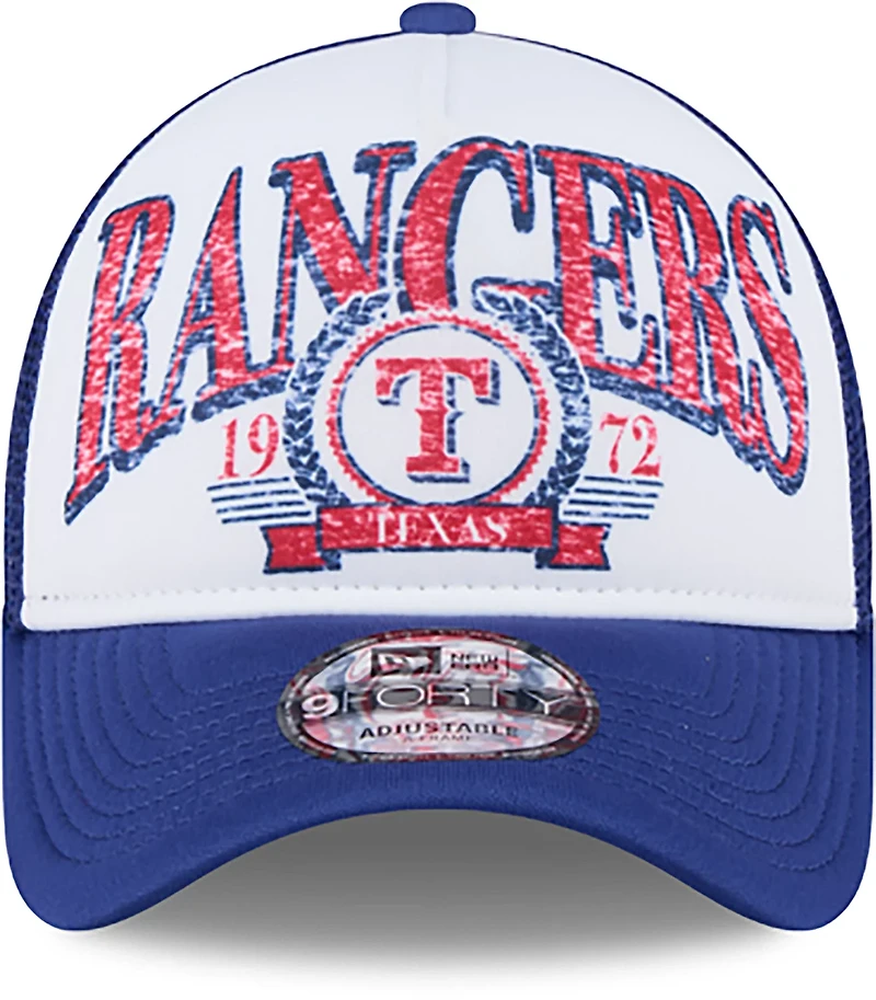 New Era Adults' Texas Rangers Distressed 9FORTY A-Frame Trucker Cap