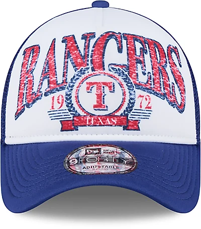 New Era Adults' Texas Rangers Distressed 9FORTY A-Frame Trucker Cap