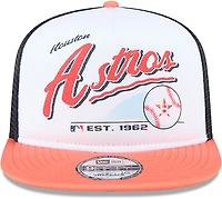 New Era Adults' Houston Astros Retro Script 9FIFTY A-Frame Trucker Cap