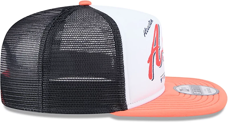 New Era Adults' Houston Astros Retro Script 9FIFTY A-Frame Trucker Cap