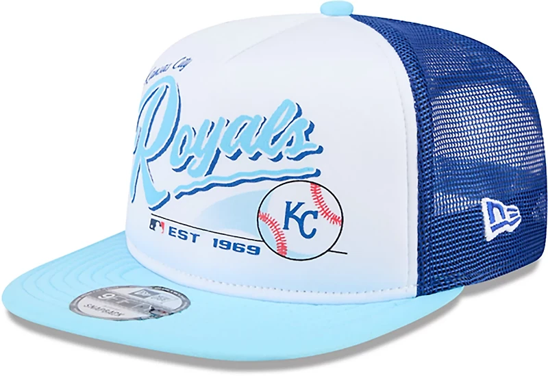 New Era Adults' Kansas City Royals Retro Script 9FIFTY A-Frame Trucker Cap