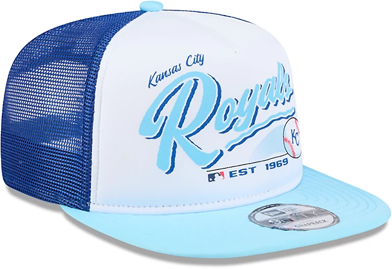 New Era Adults' Kansas City Royals Retro Script 9FIFTY A-Frame Trucker Cap