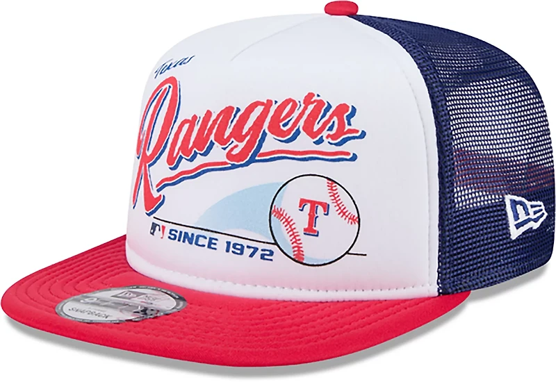 New Era Adults' Texas Rangers Retro Script 9FIFTY A-Frame Trucker Cap