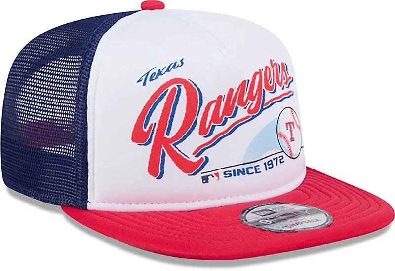 New Era Adults' Texas Rangers Retro Script 9FIFTY A-Frame Trucker Cap
