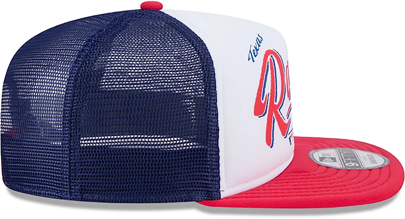New Era Adults' Texas Rangers Retro Script 9FIFTY A-Frame Trucker Cap