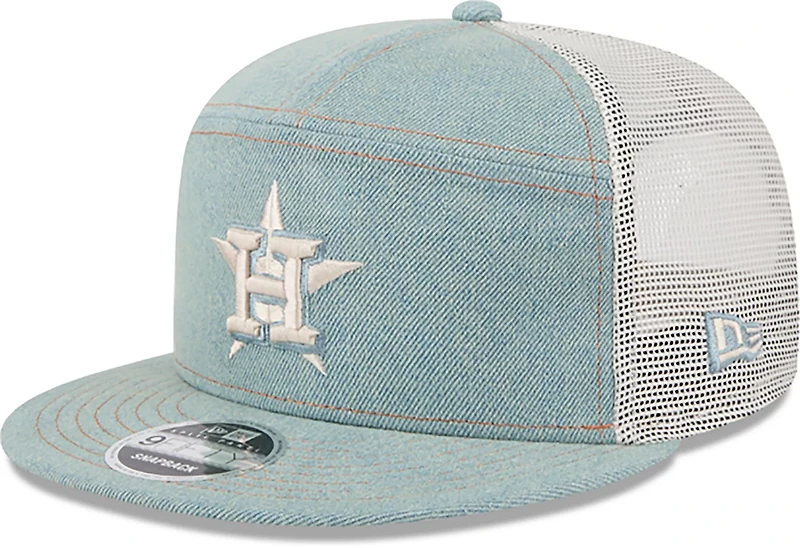 New Era Men's Houston Astros Split Panel Denim 9FIFTY Cap