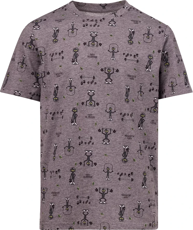 BCG Boys' 4-7 Lifestyle Work Out Alien Allover Print T-shirt