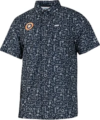 Columbia Sportswear Men's Houston Astros Fish Fan Print Super Slack Tide Button Down Shirt