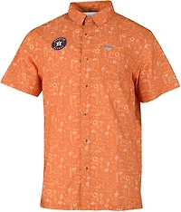 Columbia Sportswear Men's Houston Astros Fish Fan Print Super Slack Tide Button Down Shirt