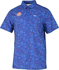 Columbia Sportswear Men's Texas Rangers Fish Fan Print Super Slack Tide Short Sleeve Shirt