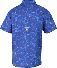 Columbia Sportswear Men's Texas Rangers Fish Fan Print Super Slack Tide Short Sleeve Shirt