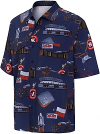 Antigua Men's Houston Astros Landmark Woven Short Sleeve Fishing Shirt