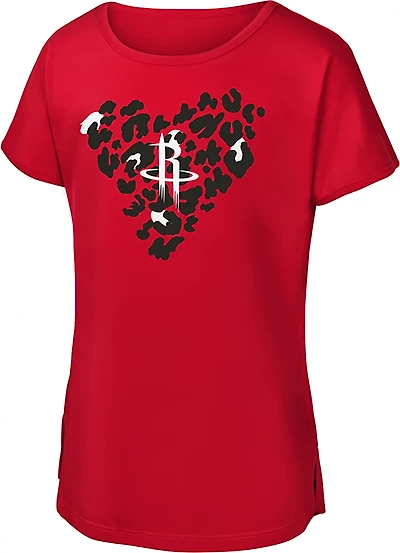 Outerstuff Girls' Houston Rockets Safari Heart Dolman Graphic T-shirt