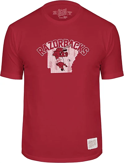 Retro Brand Men's Arkansas Razorbacks Batting Ribby Short Sleeve T-shirt