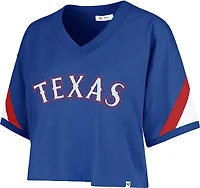 '47 Women's Rangers Wordmark Geo Cropped V-Neck T-shirt