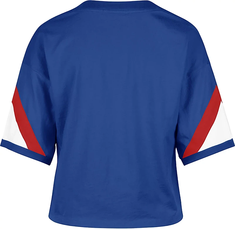 '47 Women's Rangers Wordmark Geo Cropped V-Neck T-shirt