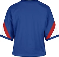 '47 Women's Rangers Wordmark Geo Cropped V-Neck T-shirt