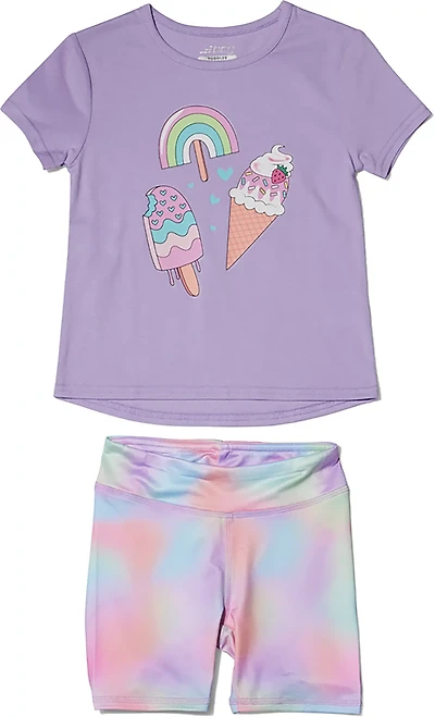BCG Girls' 4-7 Tiedye Sweets Short Sleeve T-shirt Set