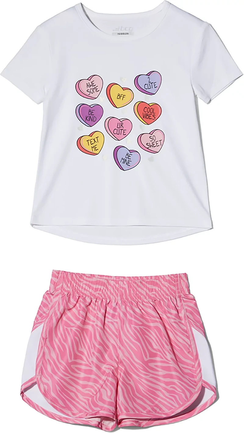 BCG Girls' 4-7 Zebra Heart Short Sleeve T-shirt Set