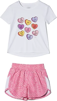 BCG Girls' 4-7 Zebra Heart Short Sleeve T-shirt Set