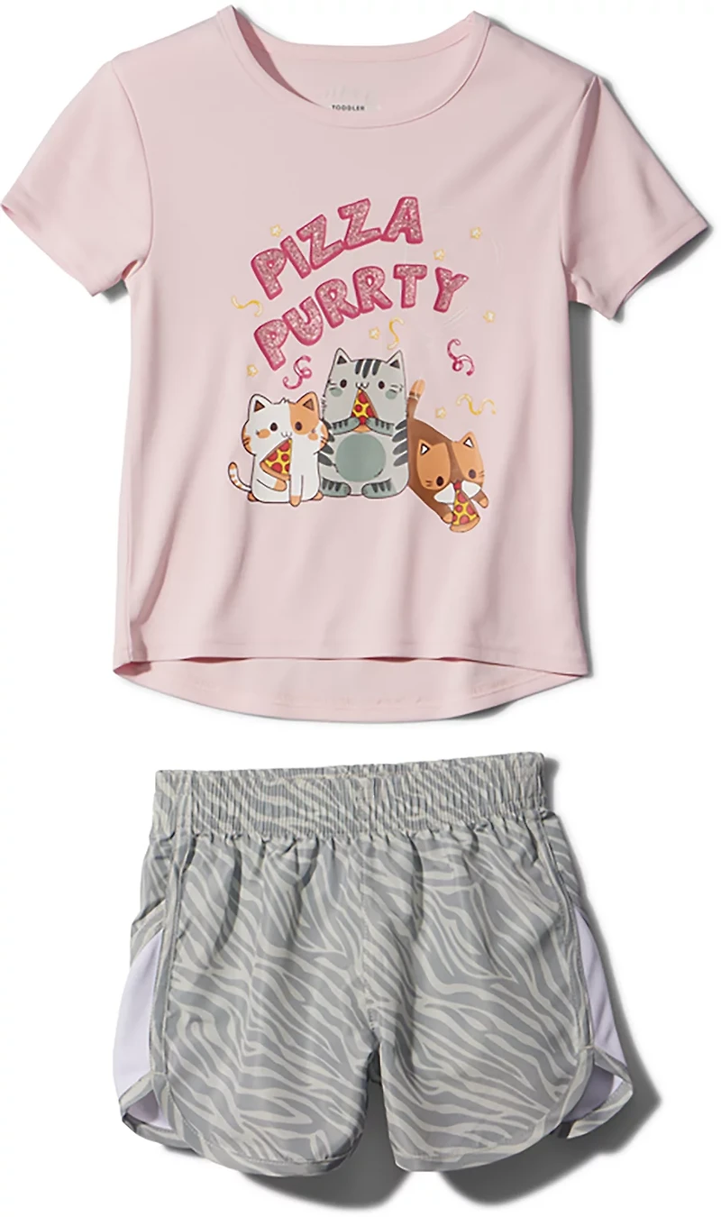BCG Girls' 4-6 Pizza Woven Zebra Short Set