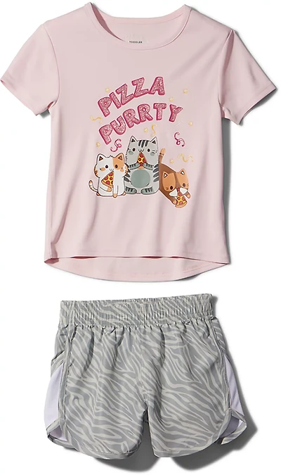 BCG Girls' 4-6 Pizza Woven Zebra Short Set