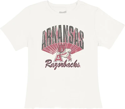 WILDCAT Retro Women's Arkansas Razorbacks Brand Vintage Crop Short Sleeve T-shirt