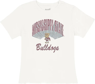 WILDCAT Retro Women's Mississippi State Bulldogs Brand Vintage Crop Short Sleeve T-shirt