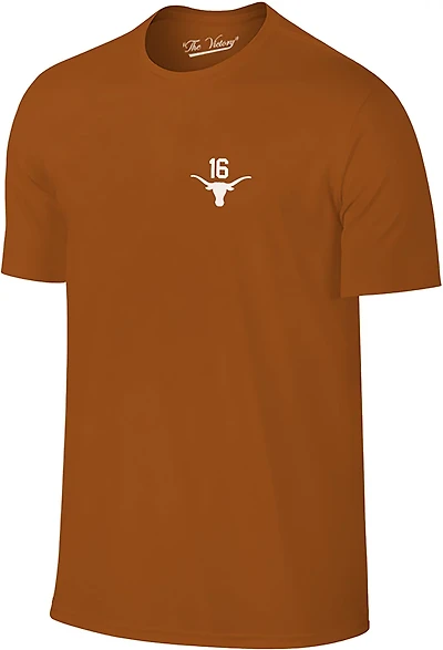 The Victory Men's Texas Longhorns A. Manning Slant QB16 Double Sided Short Sleeve T-shirt