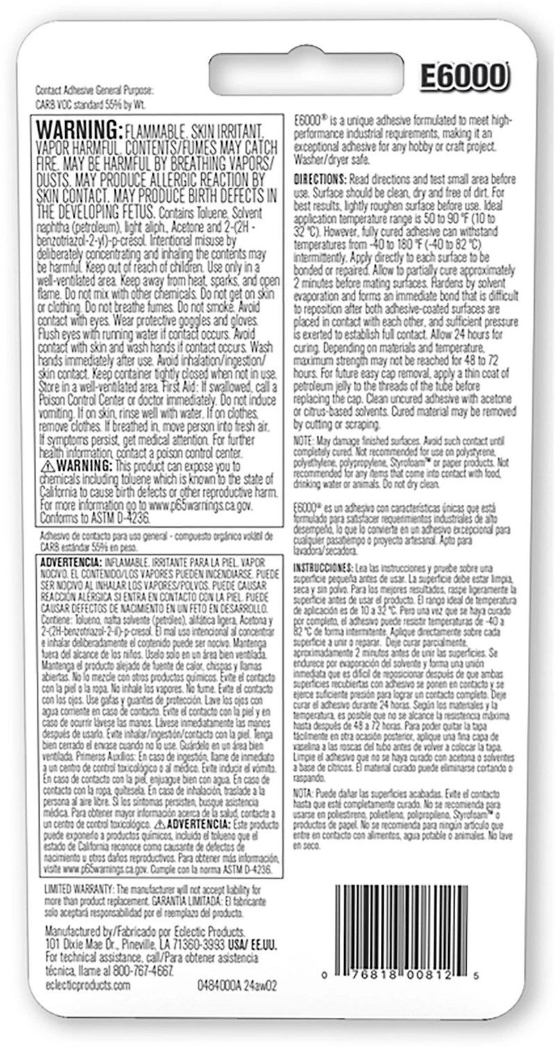 Eclectic Products E6000 Clear Adhesive 2.0 fl oz