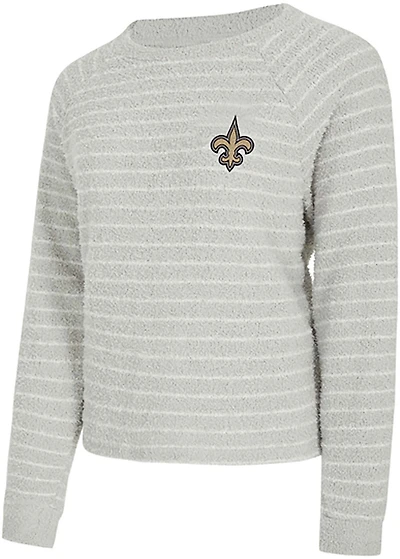 Concepts Sport Women's New Orleans Saints Ventura Striped Chenille Long Sleeve Sweater