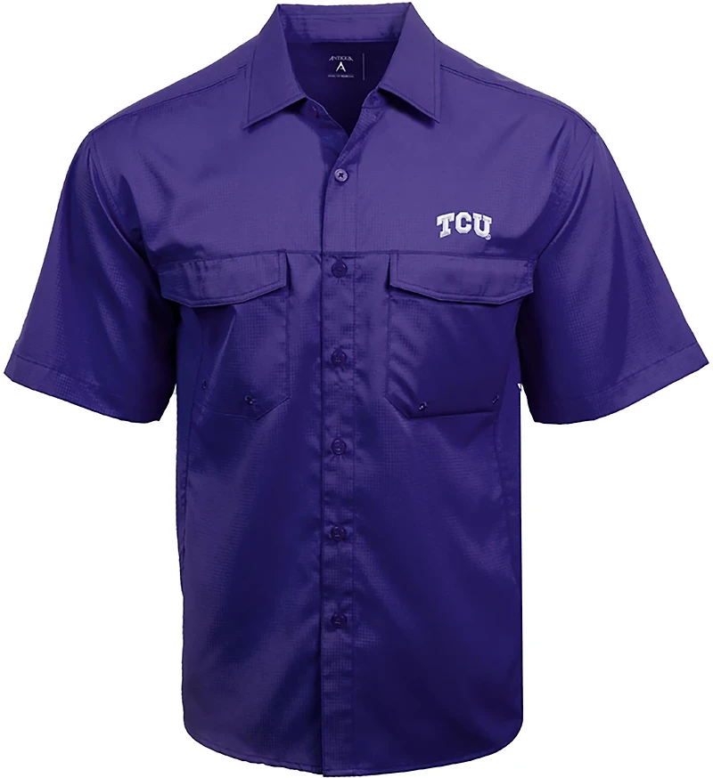 Antigua Men's Texas Christian Horned Frogs (TCU) Game Day Fishing Shirt