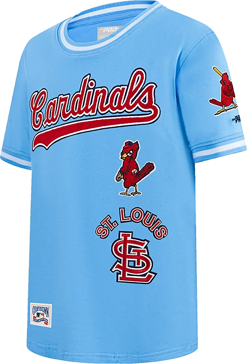 Pro Standard Boys' St. Louis Cardinals Retro Classic BB Striped Rib Short Sleeve T-shirt