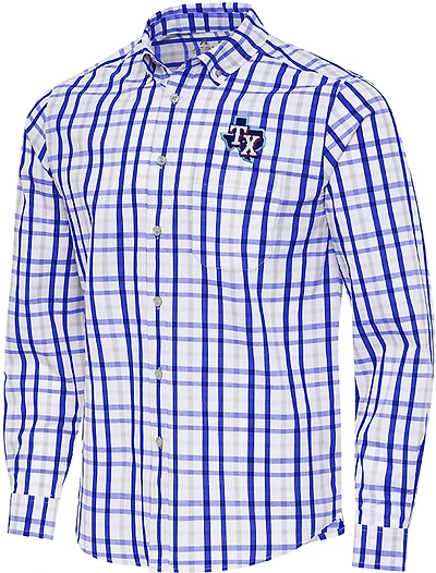 Antigua Men's Texas Rangers Tending 2 Long Sleeve Button Down Shirt