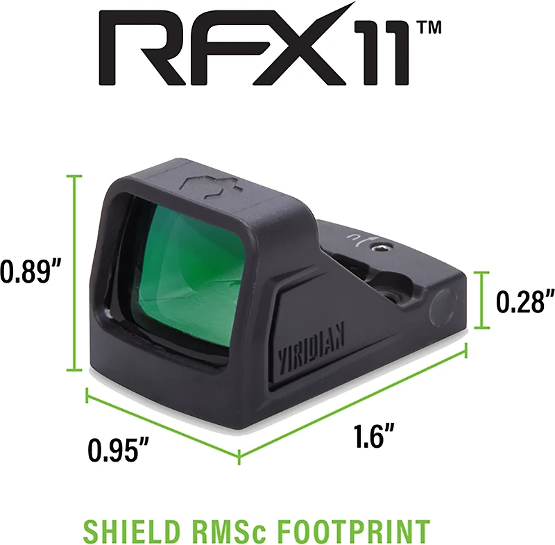 Viridian RFX11 1 x 16 mm Micro Green Dot Reflex Sight with SHIELD RMSc Footprint