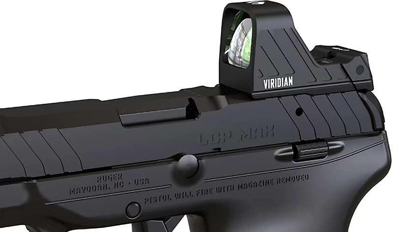 Viridian Custom 1x16 RFX for Ruger LCP Max, Micro Green Dot Rear Sight Mount featuring INSTANT-ON