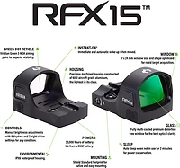 Viridian RFX15 1 x 17 mm Micro Green Dot Reflex Sight with SHIELD Footprint