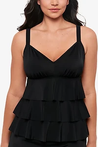 Swim Solutions Women's Solid Triple Tier Tankini Top