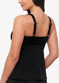 Swim Solutions Women's Solid Triple Tier Tankini Top