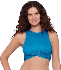 Eco Beach Women's Highneck Hook Back Bikini Swim Top