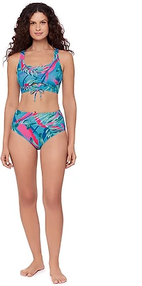 Eco Beach Women's Printed Scoop Neck Tunnel Longline Swim Top