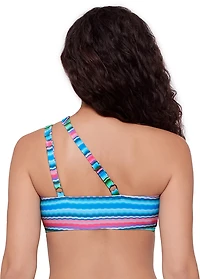 Eco Beach Women's Printed Cutout One Shoulder Swim Top