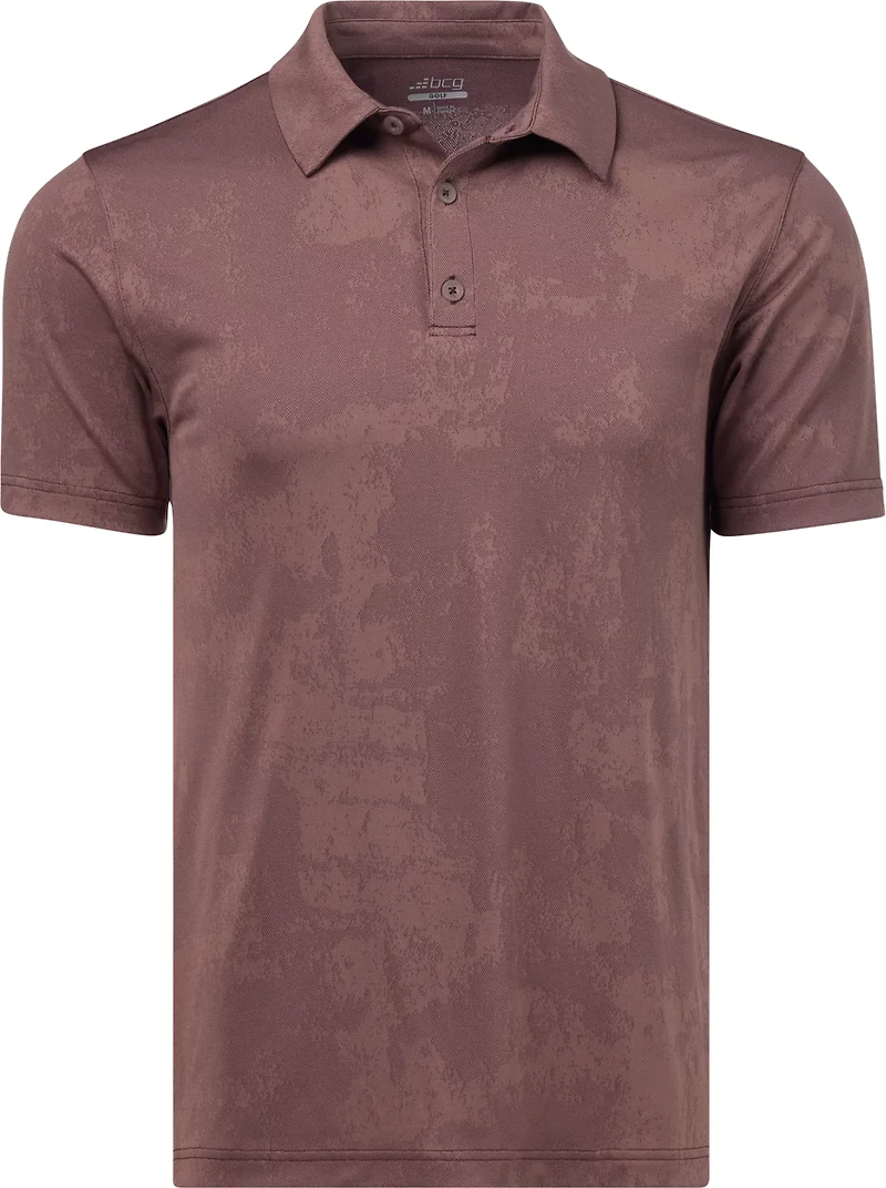 BCG Men's Golf Turbo Splash Jacquard Short Sleeve Polo Shirt